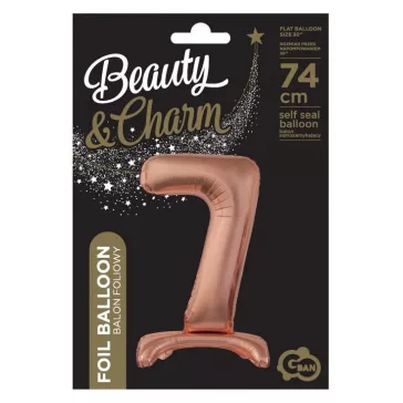 Rose Gold 7-es szám fólia lufi talppal 74 cm
