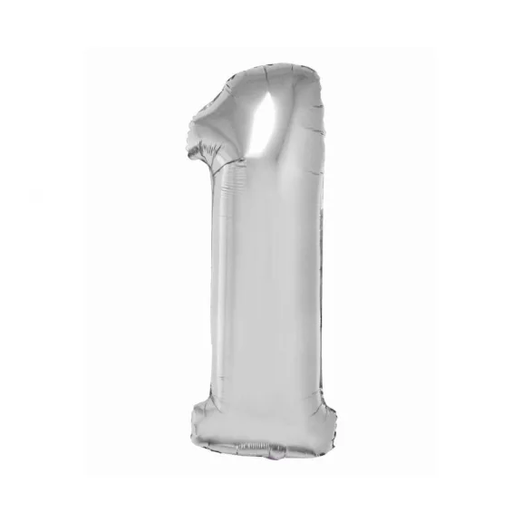 Ezüst 1-es Silver szám fólia lufi 76 cm Ezüst 1-es Silver szám fólia lufi 76 cm