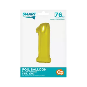 Arany 1-es Gold szám fólia lufi 76 cm