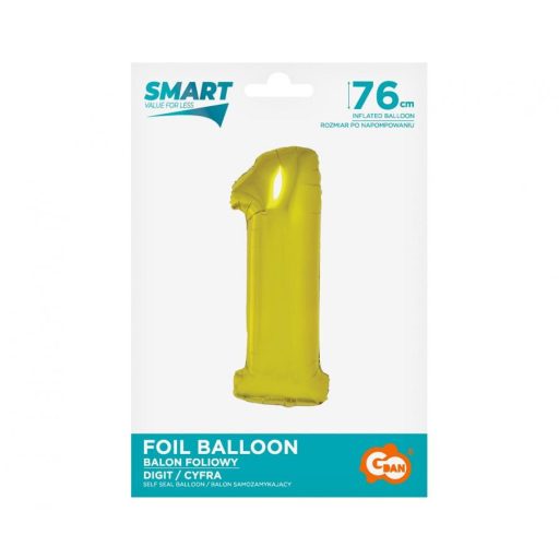 Arany 1-es Gold szám fólia lufi 76 cm