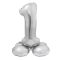 Ezüst 1-es Silver szám fólia lufi talppal 72 cm