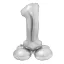 Ezüst 1-es Silver szám fólia lufi talppal 72 cm