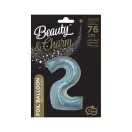 Ezüst Holographic 2-es szám fólia lufi 76 cm