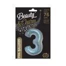 Ezüst Holographic 3-as szám fólia lufi 76 cm