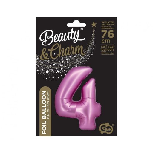 Rózsaszín Satin Pink 4-es szám fólia lufi 76 cm