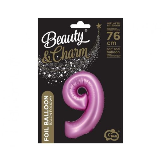 Rózsaszín Satin Pink 9-es szám fólia lufi 76 cm