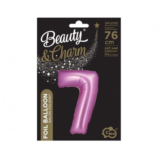 Rózsaszín Satin Pink 7-es szám fólia lufi 76 cm