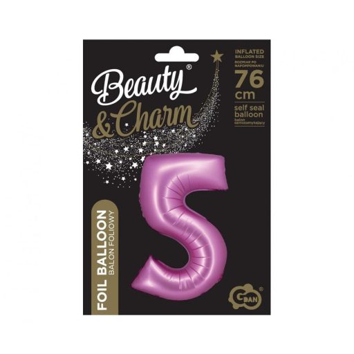 Rózsaszín Satin Pink 5-ös szám fólia lufi 76 cm