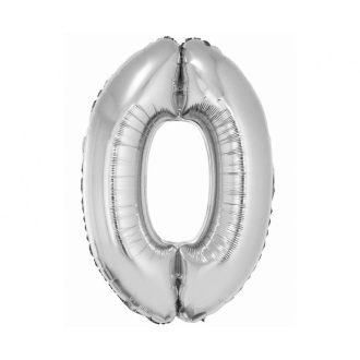 Ezüst 0-ás Silver szám fólia lufi 76 cm