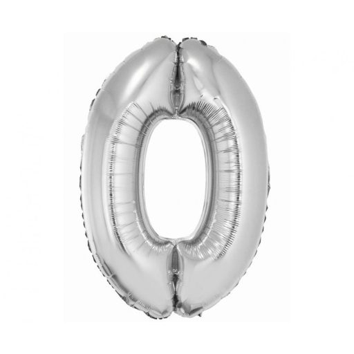 Ezüst 0-ás Silver szám fólia lufi 76 cm