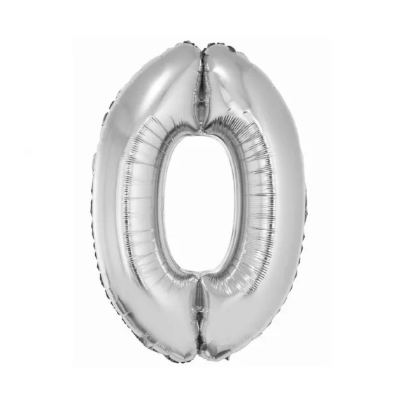 Ezüst 0-ás Silver szám fólia lufi 76 cm Ezüst 0-ás Silver szám fólia lufi 76 cm