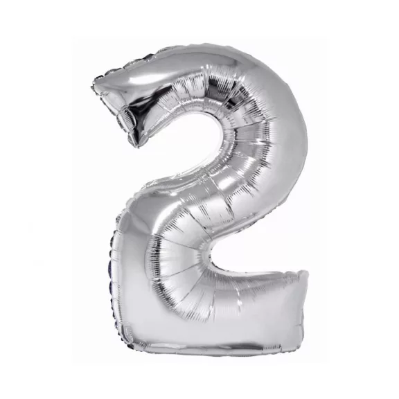 Ezüst 2-es Silver szám fólia lufi 76 cm Ezüst 2-es Silver szám fólia lufi 76 cm