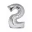 Ezüst 2-es Silver szám fólia lufi 76 cm