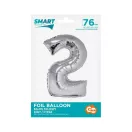 Ezüst 2-es Silver szám fólia lufi 76 cm Ezüst 2-es Silver szám fólia lufi 76 cm