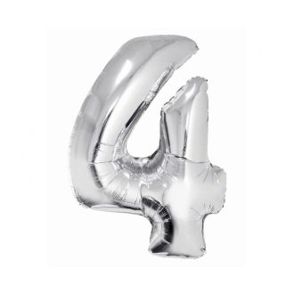 Ezüst 4-es Silver szám fólia lufi 76 cm