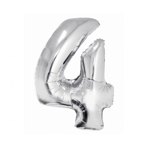 Ezüst 4-es Silver szám fólia lufi 76 cm
