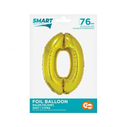 Arany 0-ás Gold szám fólia lufi 76 cm