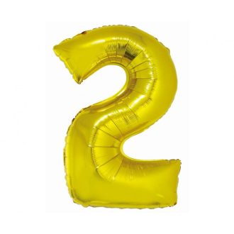 Arany 2-es Gold szám fólia lufi 76 cm