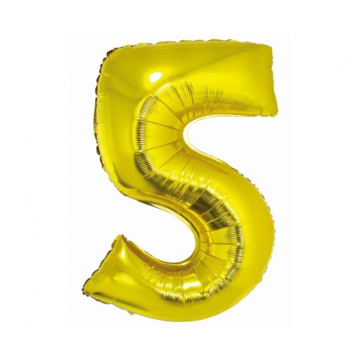 Arany 5-ös Gold szám fólia lufi 76 cm
