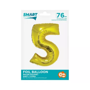 Arany 5-ös Gold szám fólia lufi 76 cm