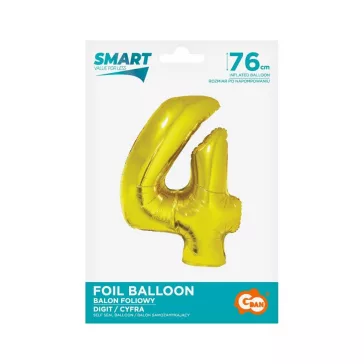 Arany 4-es Gold szám fólia lufi 76 cm