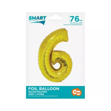 Arany 6-os Gold szám fólia lufi 76 cm