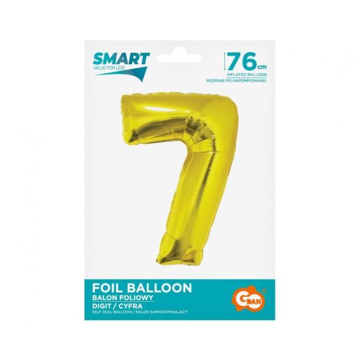Arany 7-es Gold szám fólia lufi 76 cm