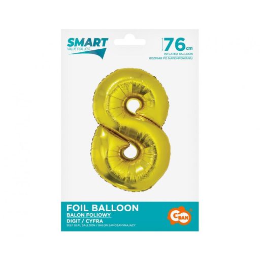 Arany 8-as Gold szám fólia lufi 76 cm