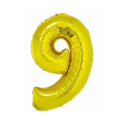 Arany 9-es Gold szám fólia lufi 76 cm