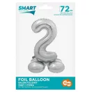 Ezüst 2-es Silver szám fólia lufi talppal 72 cm Ezüst 2-es Silver szám fólia lufi talppal 72 cm