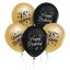 Happy Birthday 18 Gold-Black léggömb, lufi 5 db-os 12 inch (30 cm)