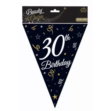 Happy Birthday 30 B&C zászlófüzér 270 cm