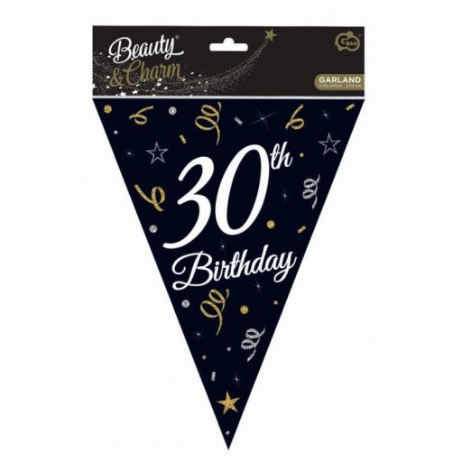 Happy Birthday 30 B&C zászlófüzér 270 cm