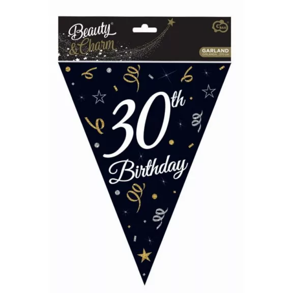 Happy Birthday 30 B&C zászlófüzér 270 cm