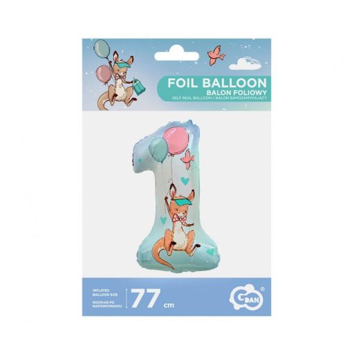 Happy Birthday Kangaroo, Kenguru 1-es szám fólia lufi 77 cm
