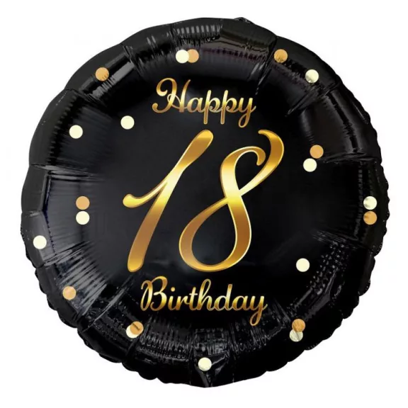 Happy Birthday 18 B&C Gold fólia lufi 36 cm Happy Birthday 18 B&C Gold fólia lufi 36 cm