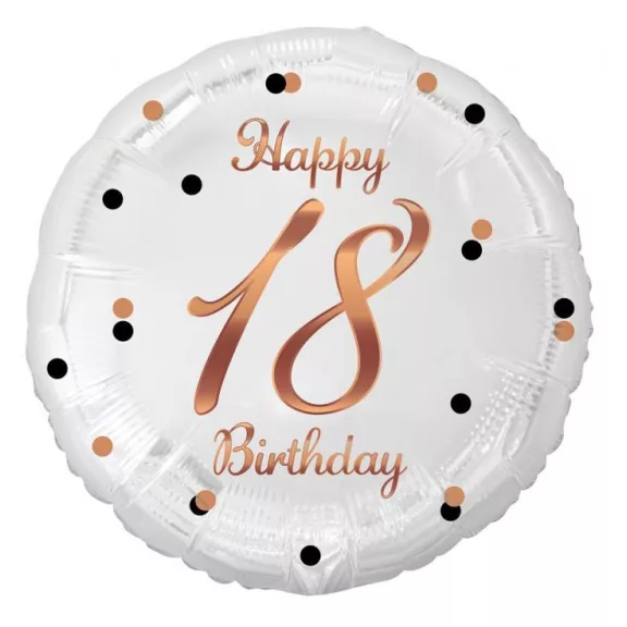 Happy Birthday 18 B&C White fólia lufi 36 cm Happy Birthday 18 B&C White fólia lufi 36 cm