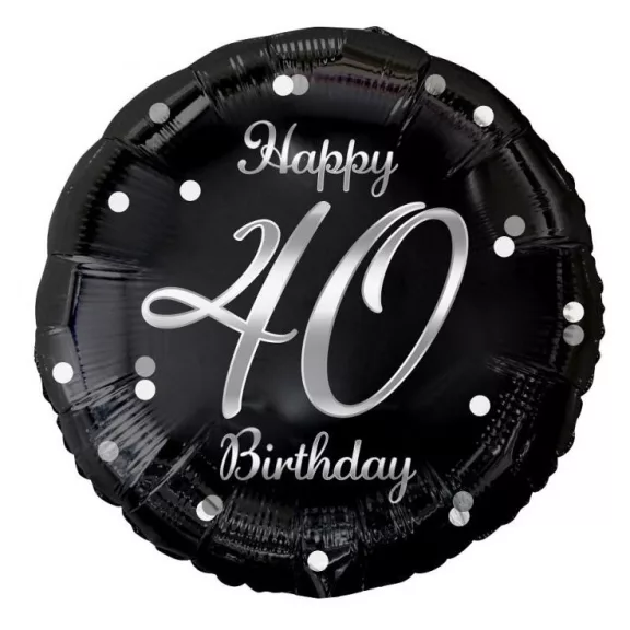 Happy Birthday 40 B&C Silver fólia lufi 36 cm Happy Birthday 40 B&C Silver fólia lufi 36 cm