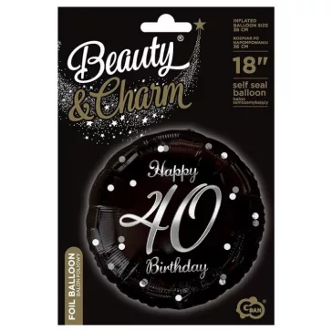 Happy Birthday 40 B&C Silver fólia lufi 36 cm