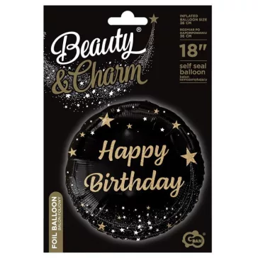 Happy Birthday Black fólia lufi 36 cm