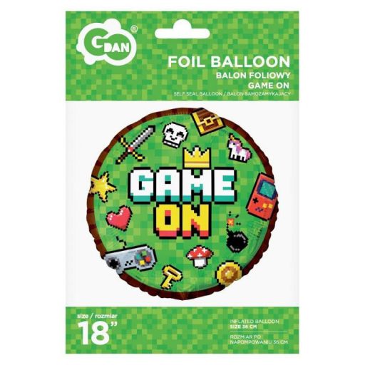 Játék Game On fólia lufi 45 cm