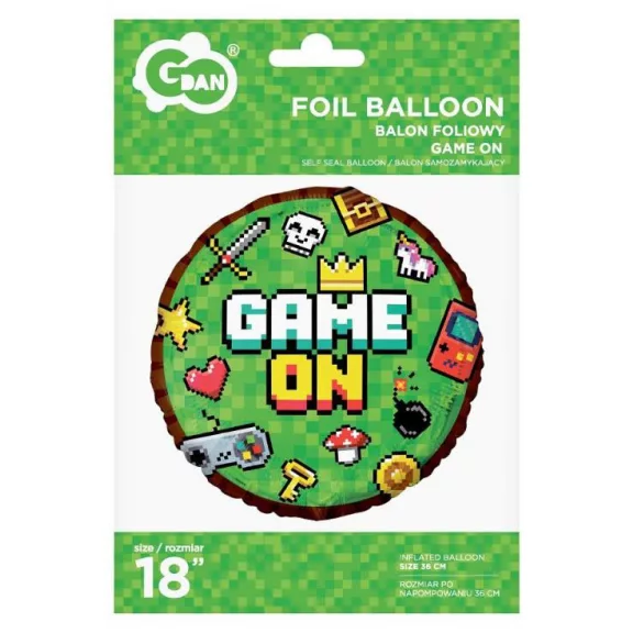 Játék Game On fólia lufi 45 cm