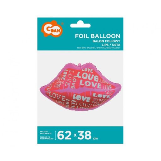 Szerelem Lips fólia lufi 62 cm