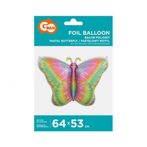 Pillangó Pastel fólia lufi 64 cm