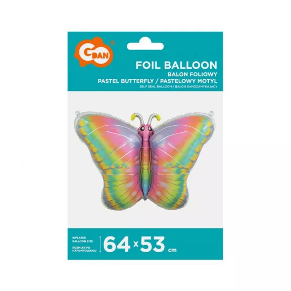 Pillangó Pastel fólia lufi 64 cm