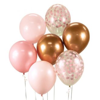   Színes Pink-Copper léggömb, lufi szett 7 db-os 30cm (12 inch)