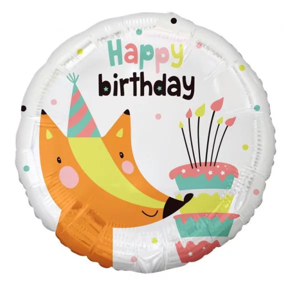 Róka Happy Birthday Fox fólia lufi 36 cm Róka Happy Birthday Fox fólia lufi 36 cm