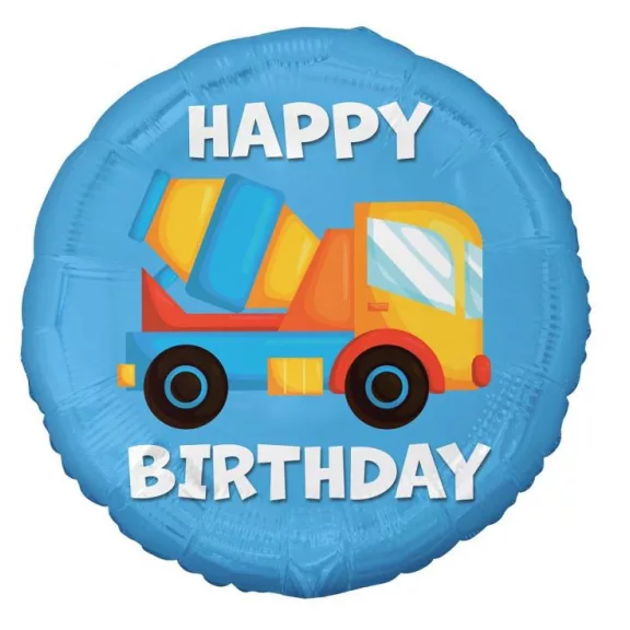 Betonkeverő Happy Birthday Concrete Mixer fólia lufi 36 cm Betonkeverő Happy Birthday Concrete Mixer fólia lufi 36 cm