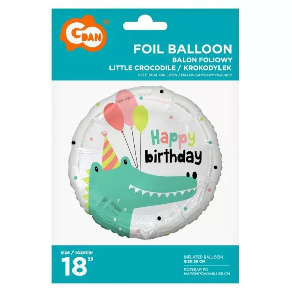Krokodil Happy Birthday Crocodile fólia lufi 36 cm