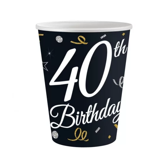 Happy Birthday 40 B&C papír pohár 6 db-os 200 ml Happy Birthday 40 B&C papír pohár 6 db-os 200 ml